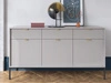 Komoda z drzwiami i szufladami Amber szara na czarnych nogach