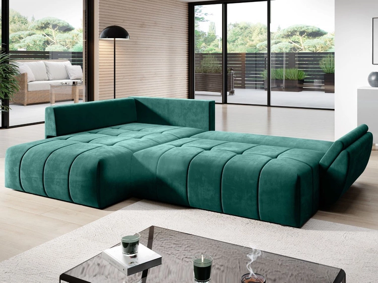 Narożnik L uniwersalny z funkcją spania i pojemnikiem Genoa Antracytowy