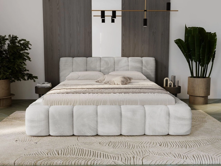 Łóżko tapicerowane z pojemnikiem na pościel 140x200 Ibiza Szare