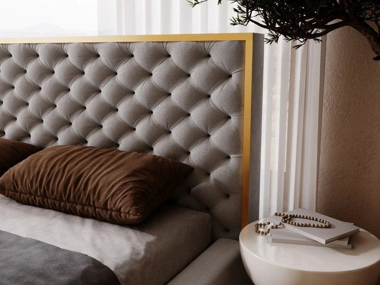 Łóżko tapicerowane z pojemnikiem i stelażem 120x200 Wave Szary