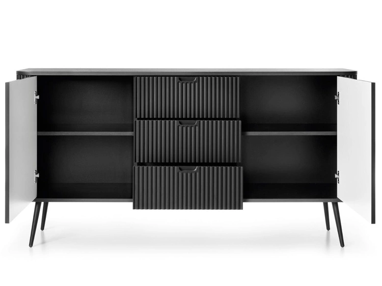 Komoda z drzwiami i szufladami na czarnych nogach Viva Czarna