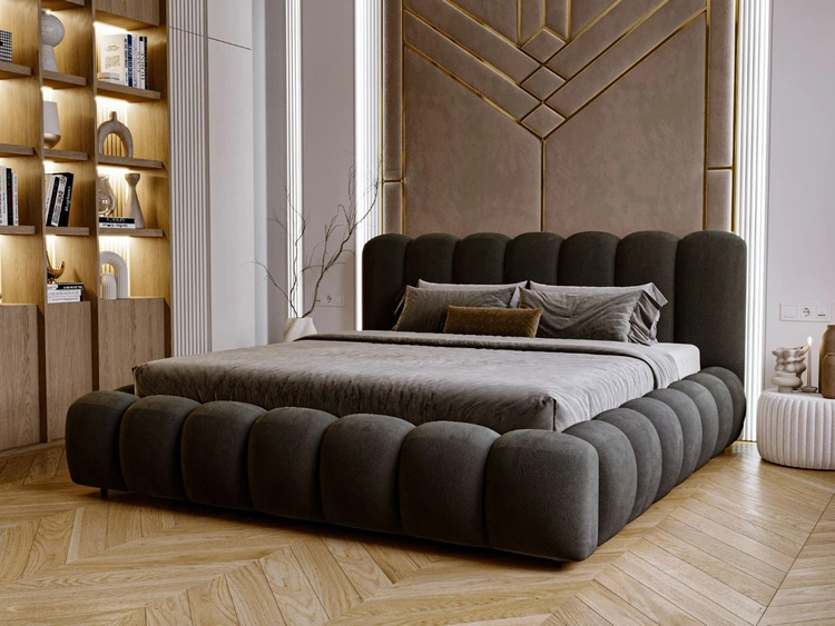 Łóżko tapicerowane z pojemnikiem i stelażem 120x200 Averia Ciemny szary