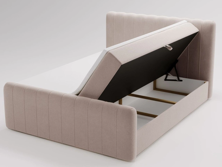 Łóżko kontynentalne z pojemnikiem na pościel 140x200 Osteno Beżowe