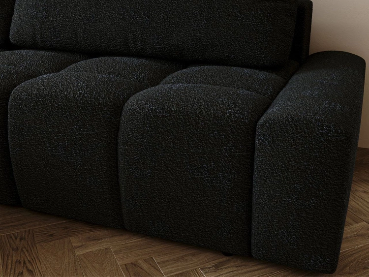 Narożnik L lewy z funkcją spania i pojemnikiem Lana Czarny