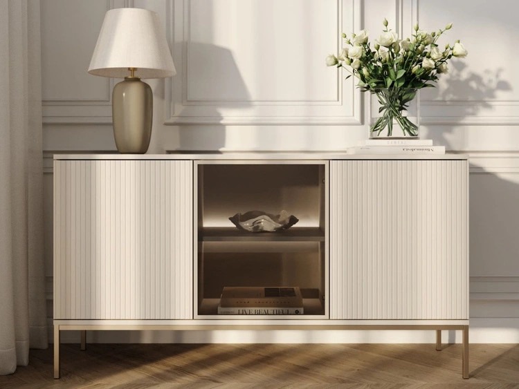 Komoda z drzwiami i oświetleniem LED Deo Kaszmirowa