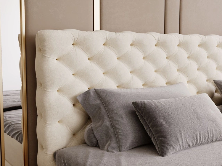 Łóżko kontynentalne z pojemnikiem na pościel 140x200 Bergamo beżowe