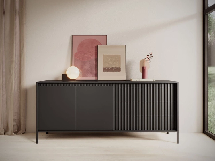 Komoda z drzwiami i szufladami 187 cm Sorano Czarna