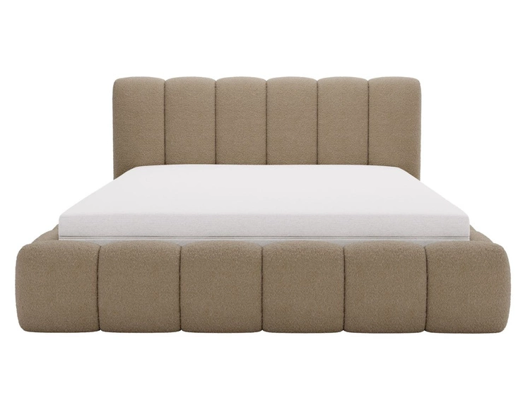 Łóżko tapicerowane bez pojemnika ze stelażem 160x200 Cloud w tkaninie bouclé Brązowe