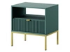 Stolik nocny z szufladą Amber zielony na złotych nogach