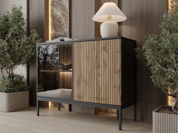 Komoda z drzwiami i oświetleniem LED Deo Dąb Wotan