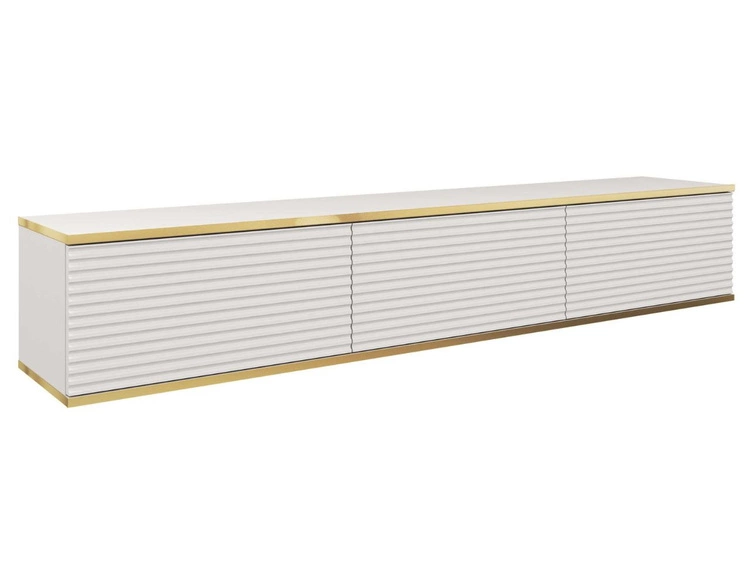 Szafka wisząca pod telewizor drzwiczkami z ryflowanym frontem 175 cm Diolo Biała