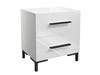 Stolik nocny z dwoma szufladami na czarnych nogach Nuveo Lux Biały Połysk