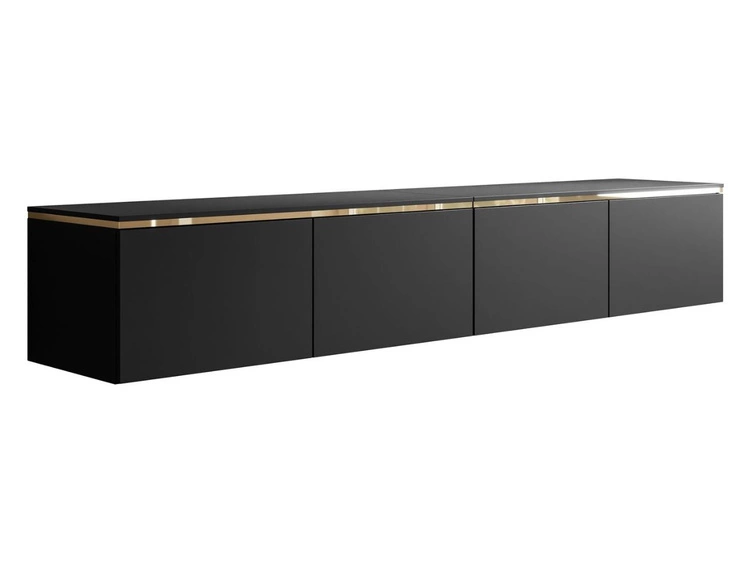 Szafka RTV wisząca w stylu glamour z oświetleniem LED Celle czarny mat