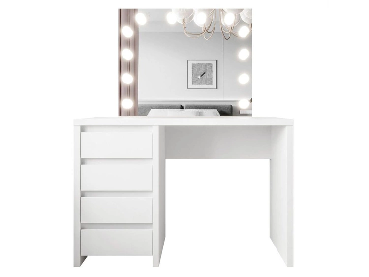 Toaletka z lustrem, szufladami i oświetleniem LED Nesso biały mat