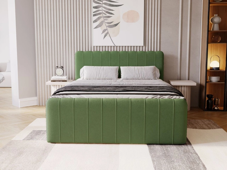 Łóżko kontynentalne z pojemnikiem na pościel 120x200 Osteno Zielone