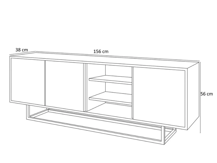 Szafka RTV pod telewizor z drzwiczkami i białym stelażem Vivance Biały i dąb artisan