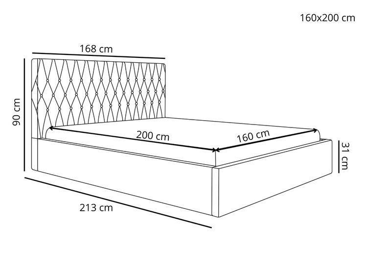 Łóżko tapicerowane z pojemnikiem i stelażem 160x200 Benny szare