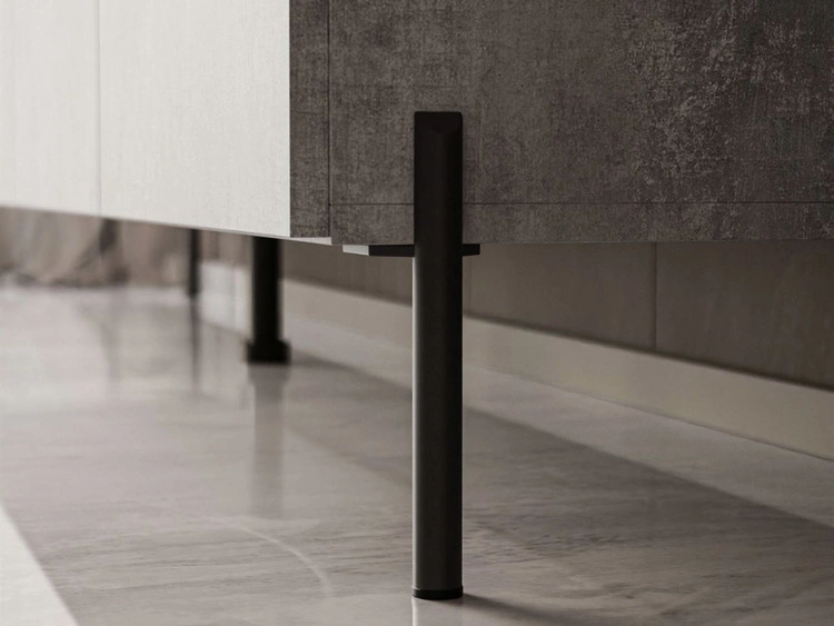 Szafka RTV pod telewizor z drzwiczkami na czarnych nóżkach 200 cm Nodoo Beton