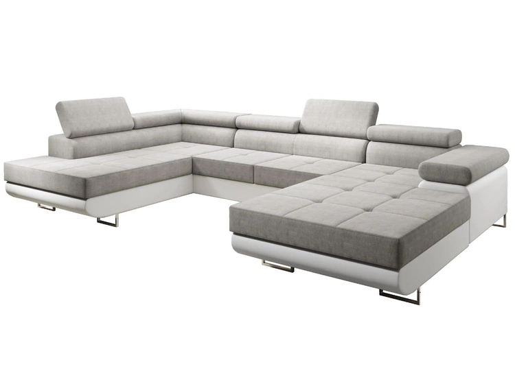 Narożnik U lewy z funkcją spania i pojemnikiem Solam U Szary, Biały