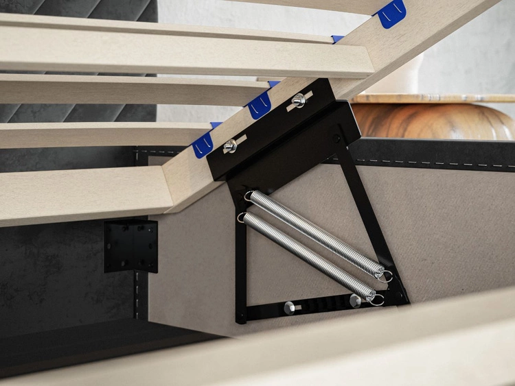 Łóżko tapicerowane z pojemnikiem i stelażem 120x200 Esma Ciemnoszare