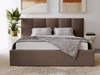 Łóżko tapicerowane z pojemnikiem i stelażem 120x200 cm Lizbona Brązowe