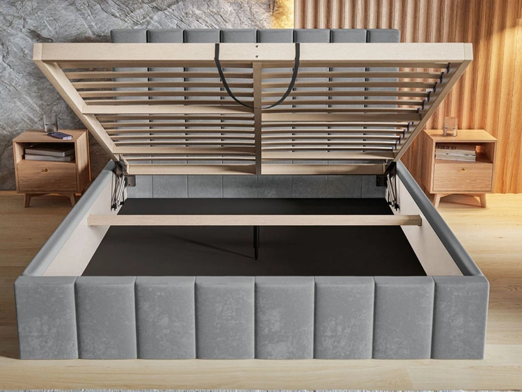 Łóżko tapicerowane z pojemnikiem i stelażem Siena 120x200 czarny