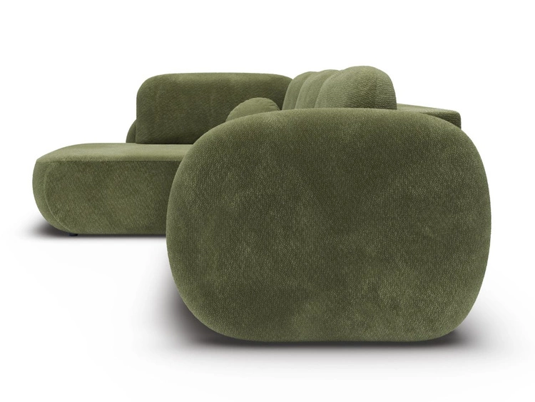 Narożnik z funkcją spania i pojemnikiem Prawy Carino Zielony