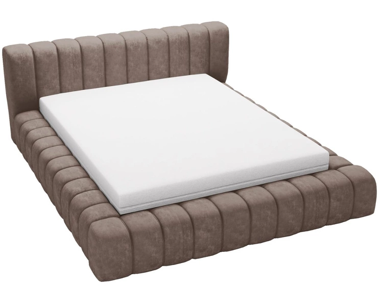 Łóżko tapicerowane z pojemnikiem na pościel i stelażem 160x200 Italia Brązowe