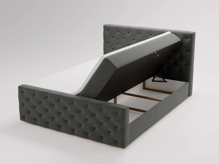 Łóżko kontynentalne z pojemnikiem na pościel 180x200 Montego Antracytowe