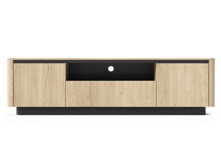 Szafka RTV pod telewizor z trzema drzwiczkami Fascino Dąb Cremona, Czarny