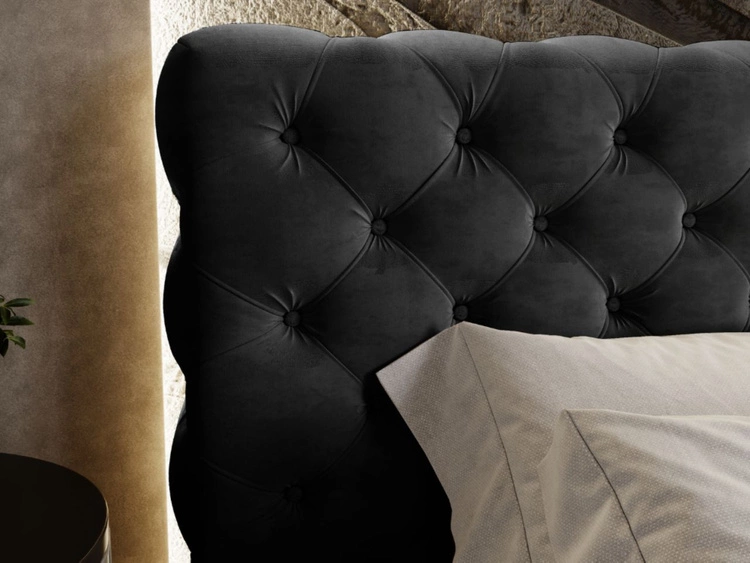 Łóżko tapicerowane z pojemnikiem i stelażem 180x200 Apollo Czarne