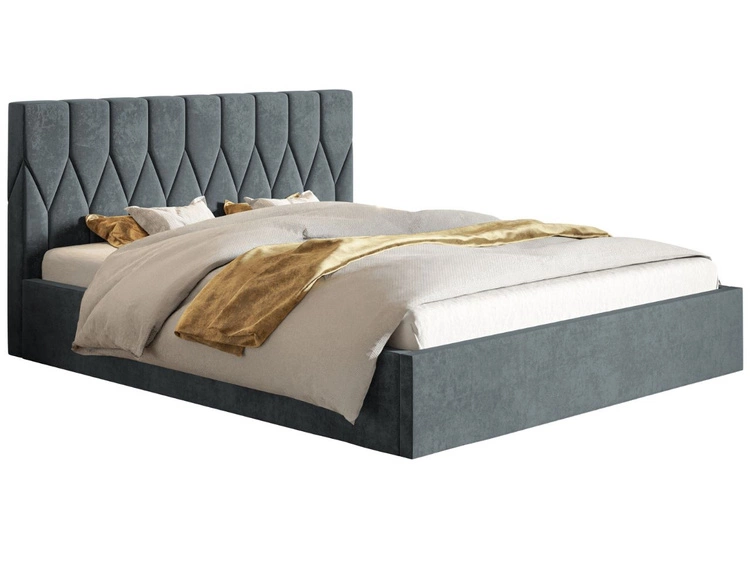 Łóżko tapicerowane z pojemnikiem i stelażem 120x200 Gaja Ciemnoszare