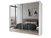 Szafa dwudrzwiowa z drzwiami przesuwnymi, nadstawką i lustrami 254 cm Nuveo Biały połysk