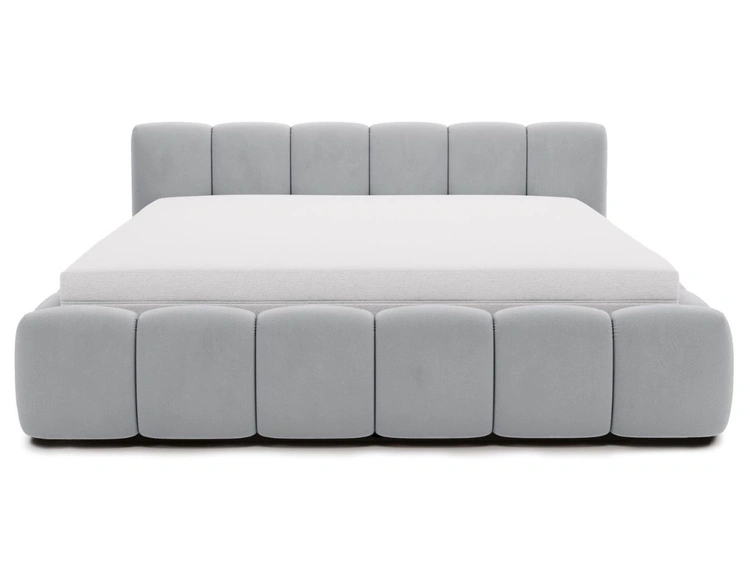 Łóżko tapicerowane z pojemnikiem i stelażem 180x200 Cloud Low szare