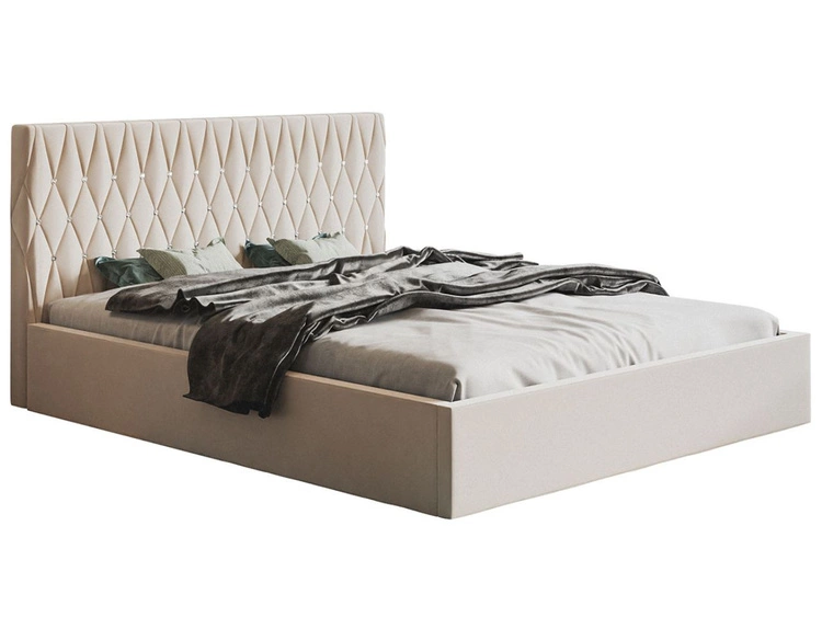 Łóżko tapicerowane z pojemnikiem i stelażem 160x200 Benny Beżowe