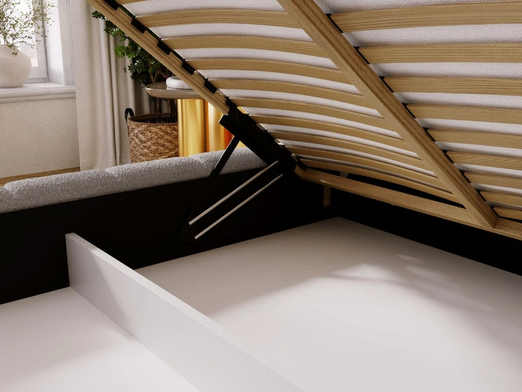 Łóżko tapicerowane z pojemnikiem i stelażem 180x200 Alicante Szare