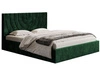 Łóżko tapicerowane z pojemnikiem i stelażem 140x200 Corti Ciemny zielony