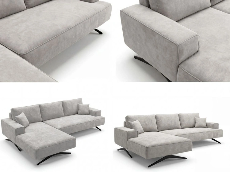 Narożnik L Lewy na metalowych nóżkach Leto szary