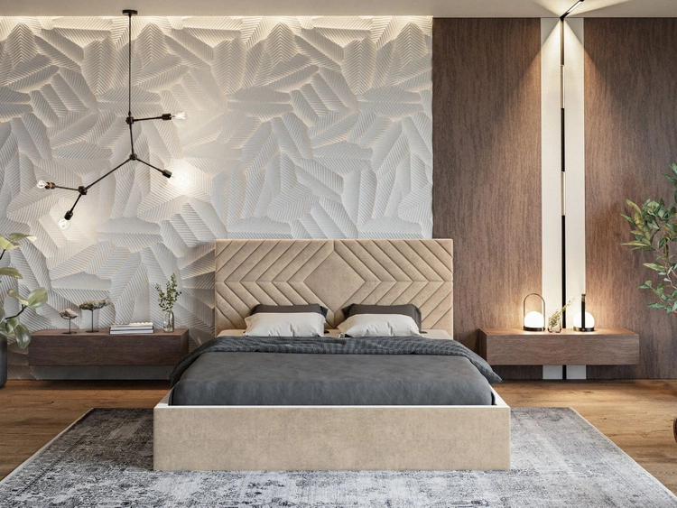 Łóżko tapicerowane z pojemnikiem i stelażem 160x200 Loris Beżowe