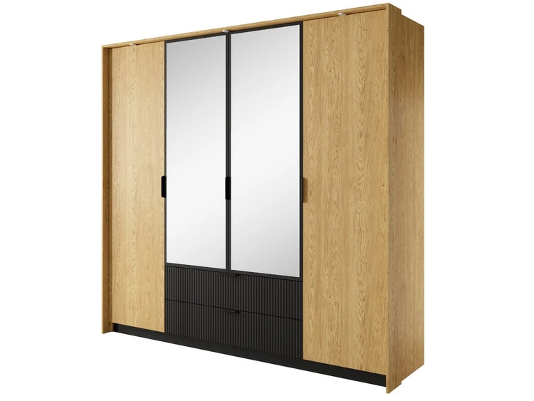 Szafa czterodrzwiowa z drzwiami uchylnymi Bolzano Dąb Bałtycki, Czarna
