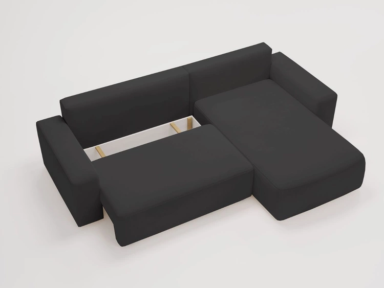 Narożnik L Prawy z funkcją spania i pojemnikiem Tazones Czarny