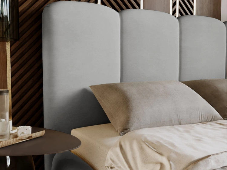 Łóżko tapicerowane z pojemnikiem i stelażem 180x200 Galli Jasnoszare