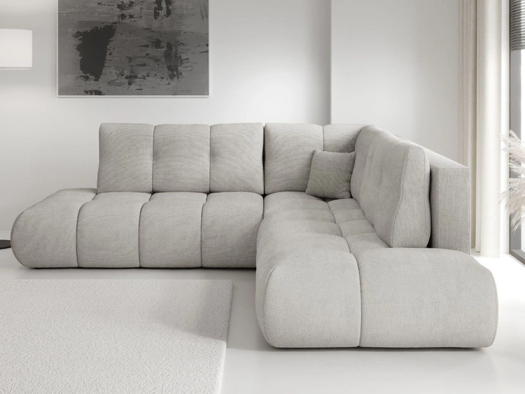 Narożnik z funkcją spania i pojemnikiem Prawy Kair Jasnoszary