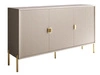 Komoda trzydrzwiowa szeroka, ze złotymi uchwytami i nogami Orlean kaszmir mat