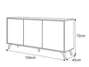 Trzydrzwiowa komoda 154 cm w stylu glamour na białych nogach Vivance biały połysk