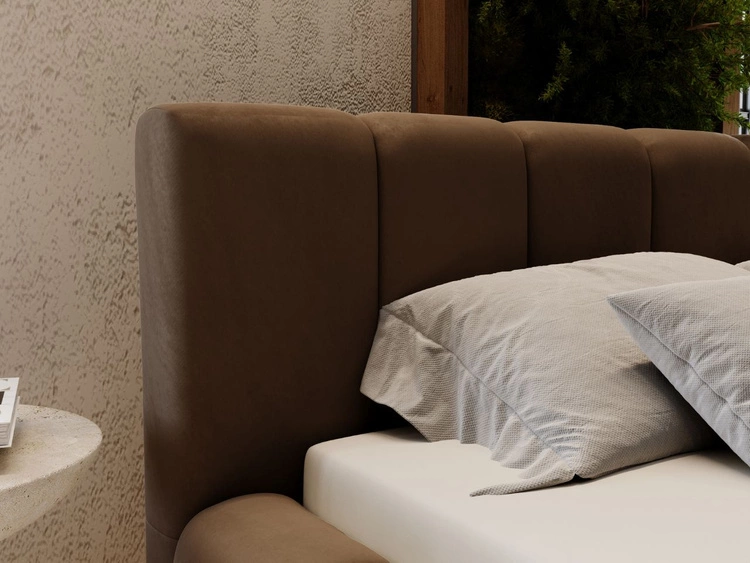 Łóżko tapicerowane z pojemnikiem i stelażem 120x200 Split Brązowy