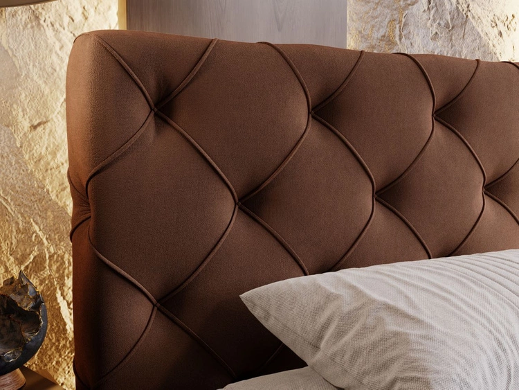 Łóżko tapicerowane z pojemnikiem i stelażem 160x200 Milano Brązowe