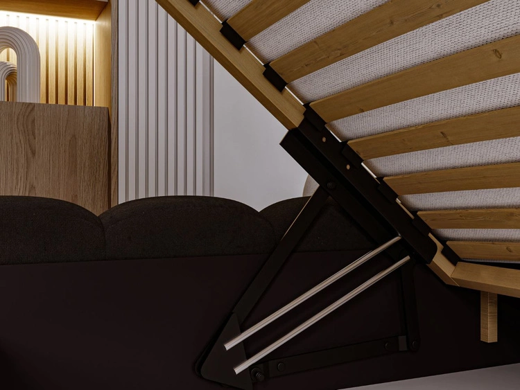 Łóżko tapicerowane z pojemnikiem i stelażem 140x200 Averia Czarny