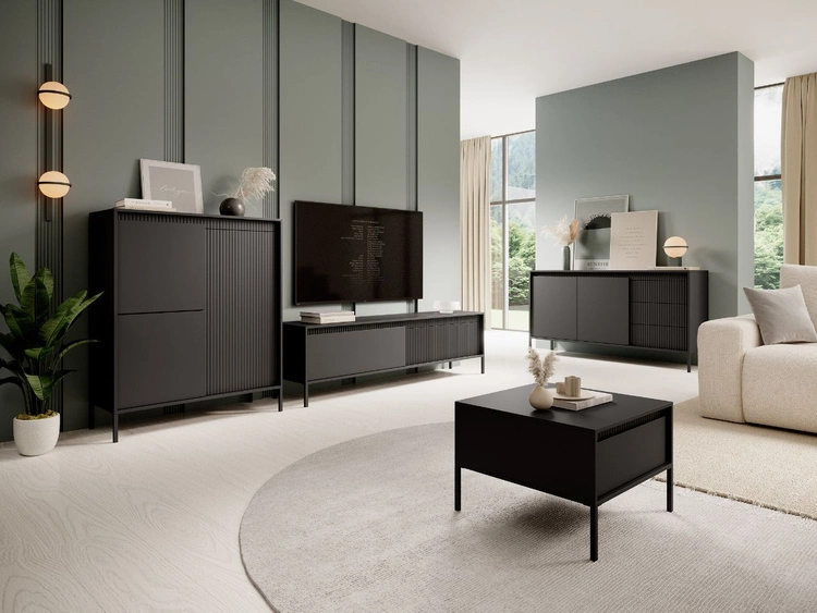 Komoda z drzwiami i szufladami 153 cm Sorano Czarna