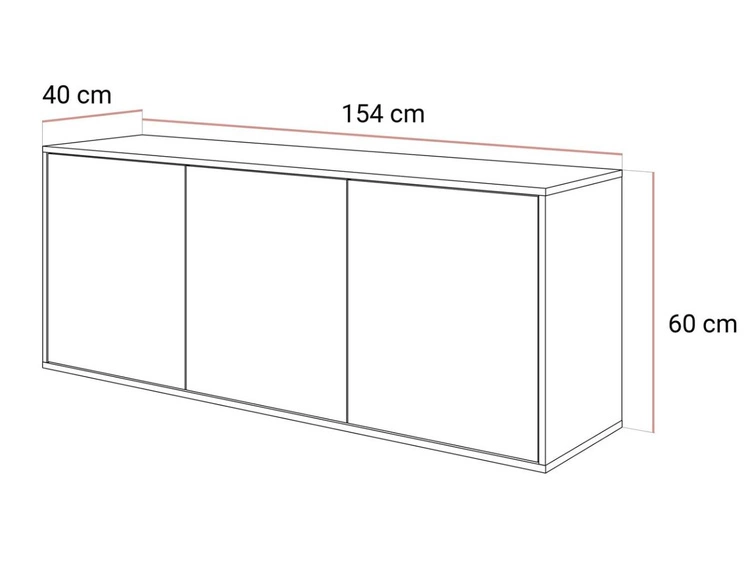 Trzydrzwiowa komoda 154 cm w stylu glamour wisząca Vivance kaszmir połysk